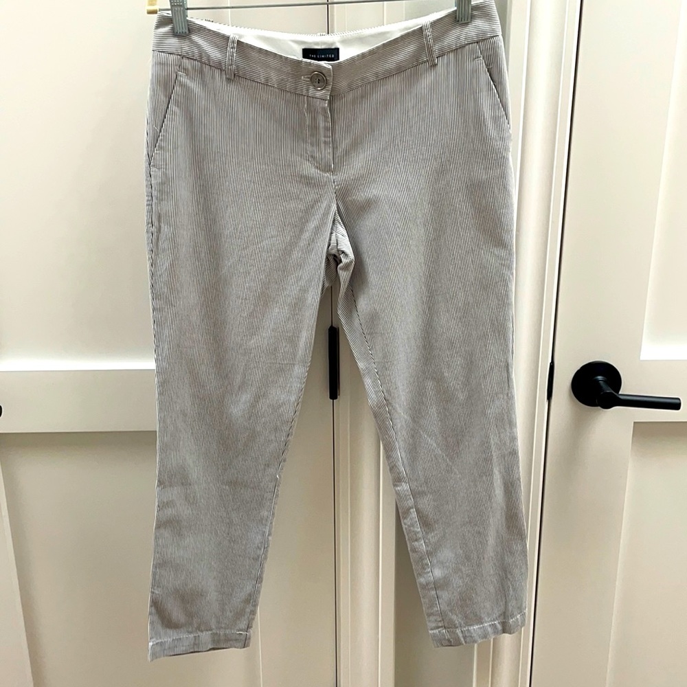 The Limited White & Gray Striped Dress Pants